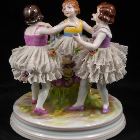 Три девочки, кружевницы, Muller & Co, Германия, 1907-52 гг