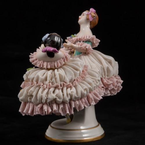 Две девочки, кружевницы, Volkstedt, Германия, 1950 гг