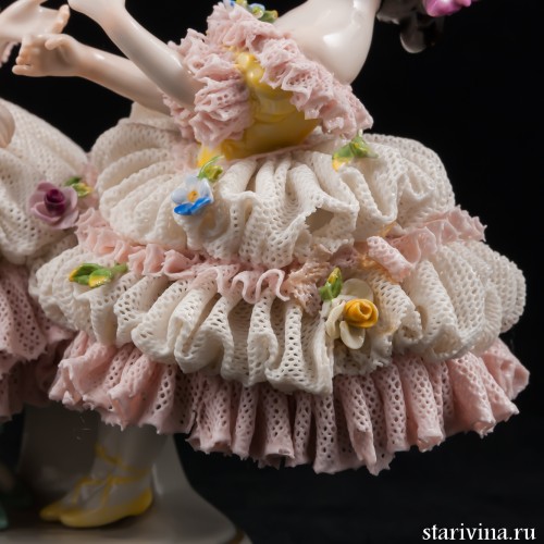 Две девочки, кружевницы, Volkstedt, Германия, 1950 гг