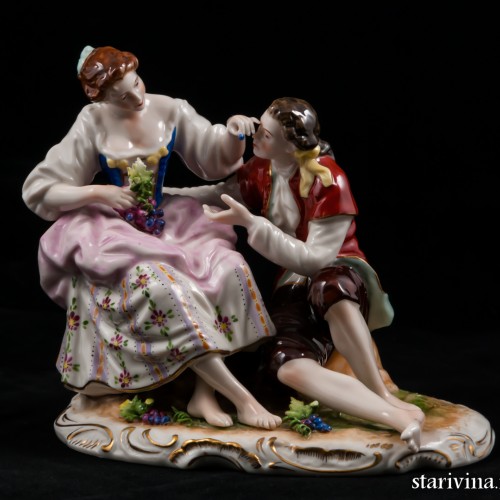 Романтическая пара с виноградом, Rudolf Kammer, Volkstedt, Германия, 1961-90 гг