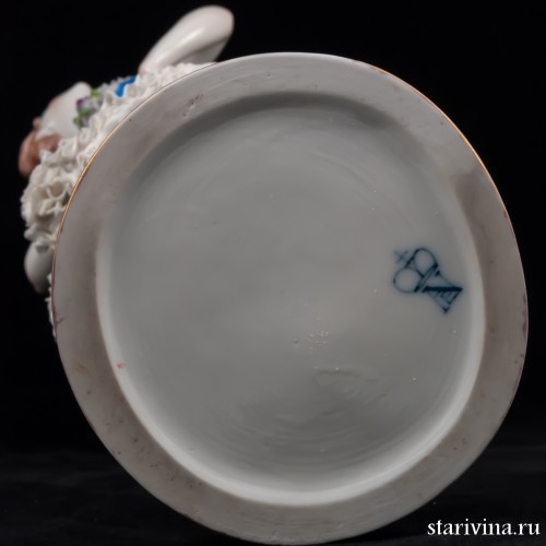 Балерина в пачке с голубым лифом, кружевная, Volkstedt, Германия, 1915-36 гг