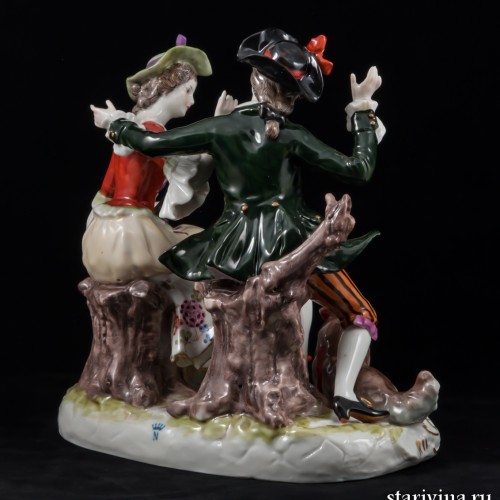 Пара с собакой и овечкой, Ernst Bohne Sohne, Германия, 1901-37 гг