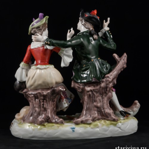 Пара с собакой и овечкой, Ernst Bohne Sohne, Германия, 1901-37 гг