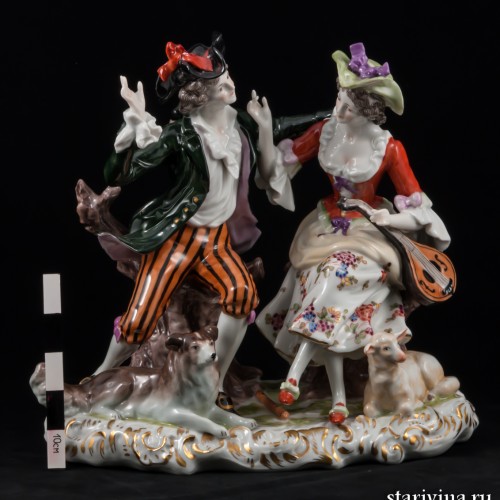 Пара с собакой и овечкой, Ernst Bohne Sohne, Германия, 1901-37 гг