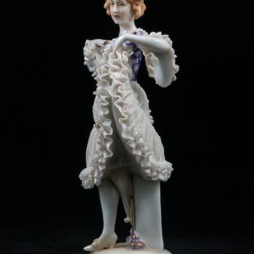 Танцовщица в платье с сиреневым лифом, кружевная, E. A. Muller, Германия, до 1927 г