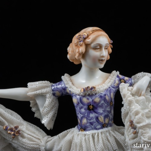 Танцовщица в платье с сиреневым лифом, кружевная, E. A. Muller, Германия, до 1927 г