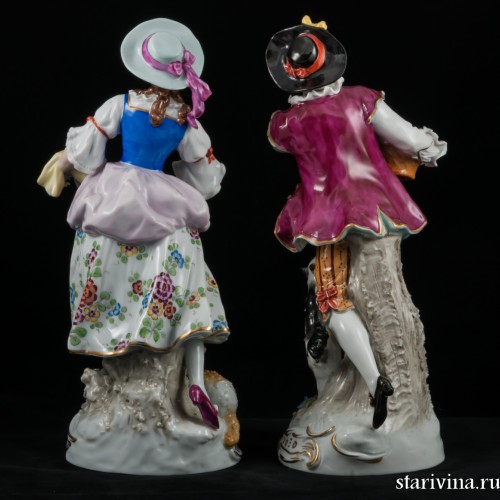 Пара большая с цветами, Sitzendorf, Германия, 1950 гг