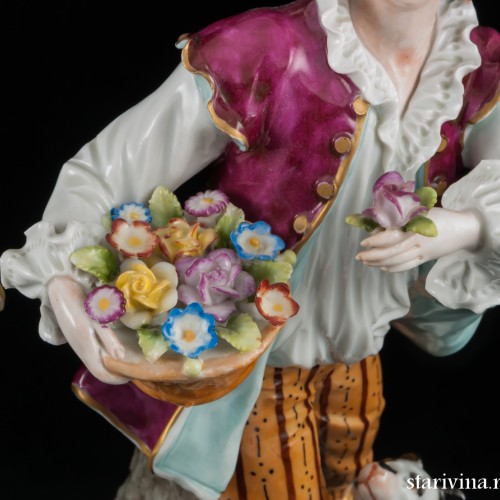 Пара большая с цветами, Sitzendorf, Германия, 1950 гг