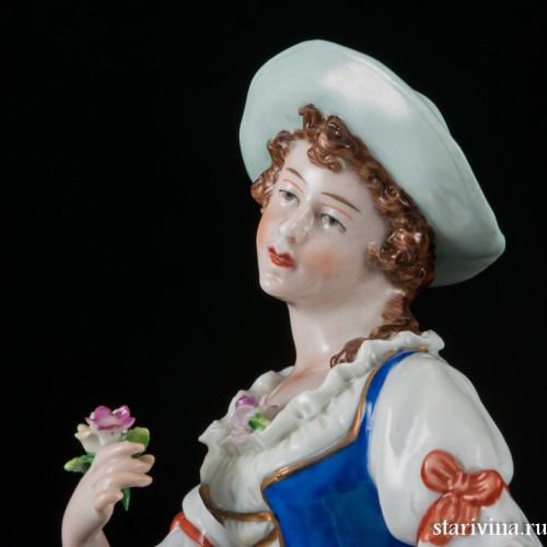 Пара большая с цветами, Sitzendorf, Германия, 1950 гг