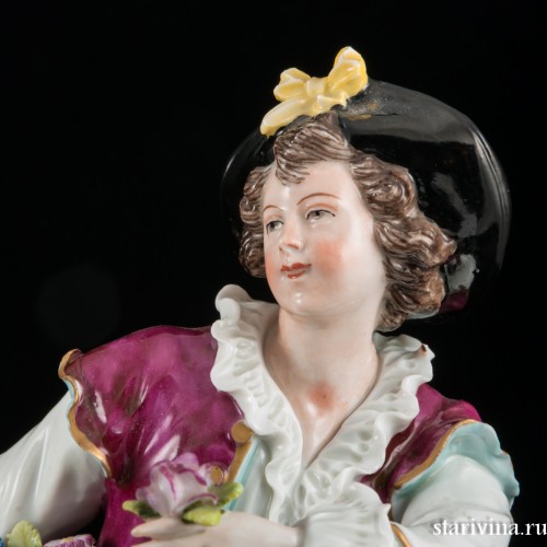 Пара большая с цветами, Sitzendorf, Германия, 1950 гг