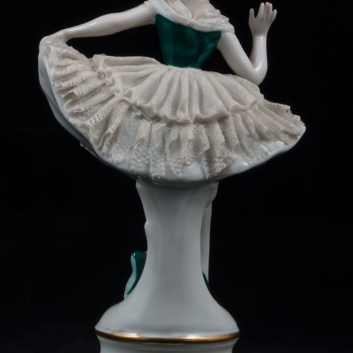 Балерина в пачке с зеленым лифом, кружевная, Volkstedt, Германия, 1915-36 гг