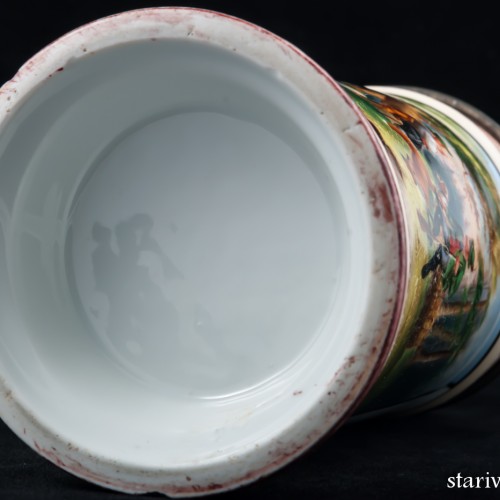 Старинная фарфоровая пивная кружка "Охотники на привале", 1/2л, Германия, 1900 гг