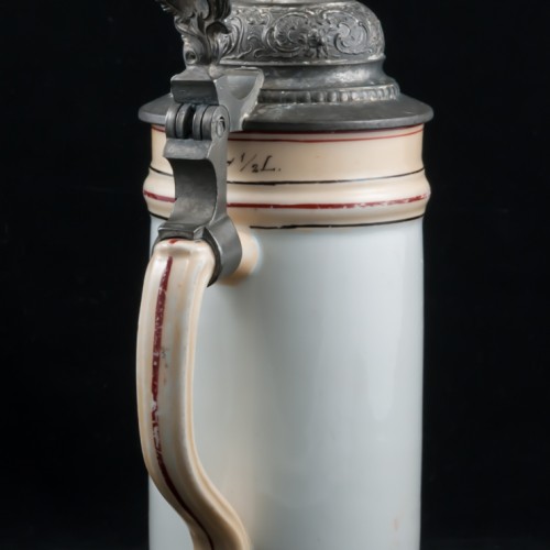 Старинная фарфоровая пивная кружка "Охотники на привале", 1/2л, Германия, 1900 гг