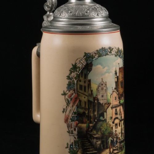 Керамическая кружка с городской сценкой, 1л, Германия, 1900 гг