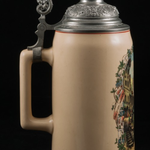 Керамическая кружка с городской сценкой, 1л, Германия, 1900 гг