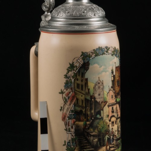 Керамическая кружка с городской сценкой, 1л, Германия, 1900 гг