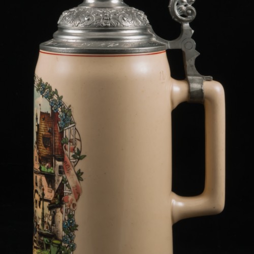 Керамическая кружка с городской сценкой, 1л, Германия, 1900 гг