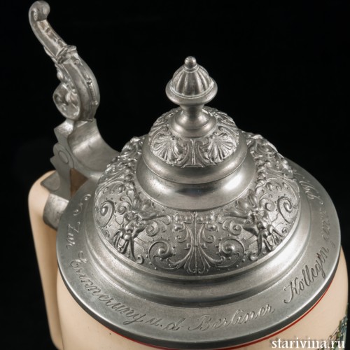 Керамическая кружка с городской сценкой, 1л, Германия, 1900 гг