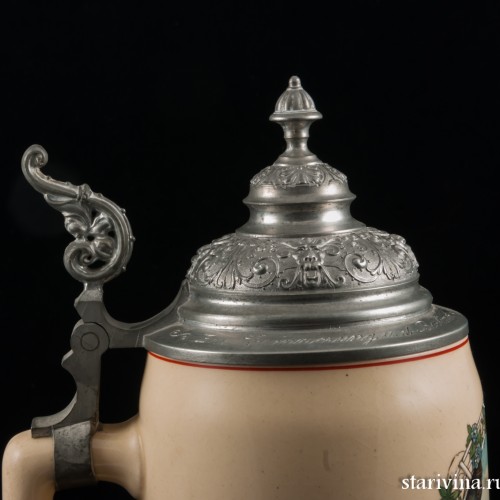 Керамическая кружка с городской сценкой, 1л, Германия, 1900 гг