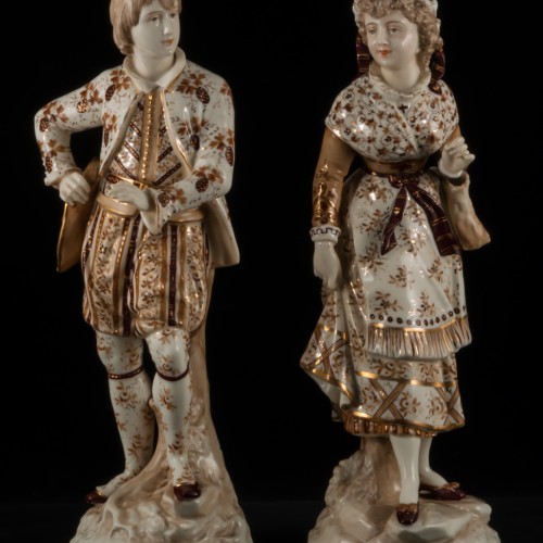 Пара в коричневых костюмах, Volkstedt, Германия, 1884-1894 гг