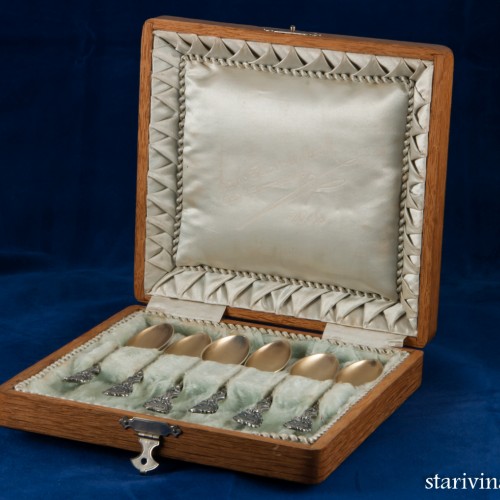 Набор серебряных ложек в кофре, Германия, нач. 20 в