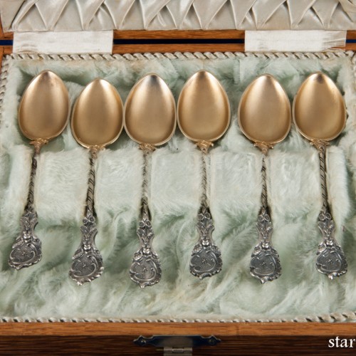 Набор серебряных ложек в кофре, Германия, нач. 20 в