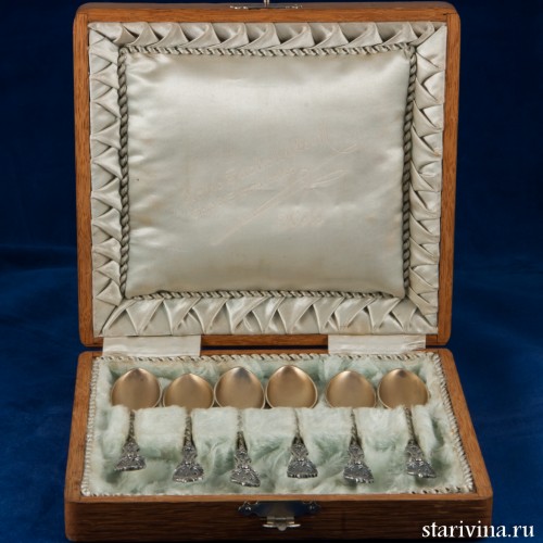 Набор серебряных ложек в кофре, Германия, нач. 20 в