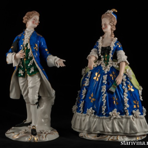 Пара в синих костюмах, Дрезден, Германия, сер. 20 в