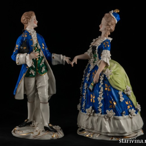 Пара в синих костюмах, Дрезден, Германия, сер. 20 в