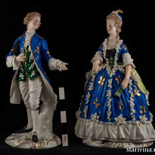 Пара в синих костюмах, Дрезден, Германия, сер. 20 в