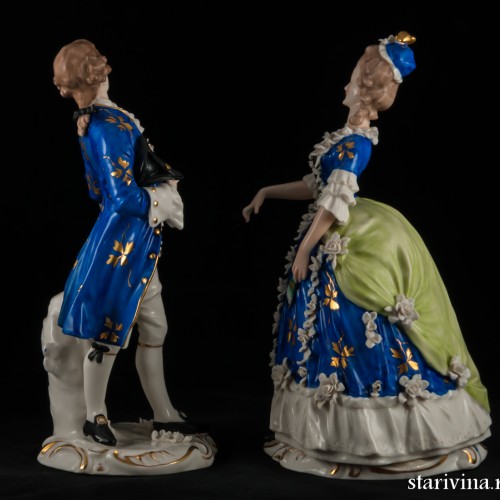 Пара в синих костюмах, Дрезден, Германия, сер. 20 в