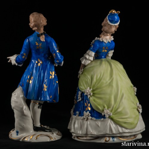 Пара в синих костюмах, Дрезден, Германия, сер. 20 в