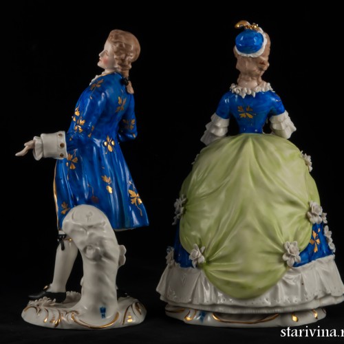 Пара в синих костюмах, Дрезден, Германия, сер. 20 в