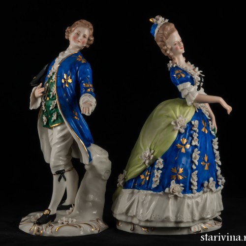 Пара в синих костюмах, Дрезден, Германия, сер. 20 в