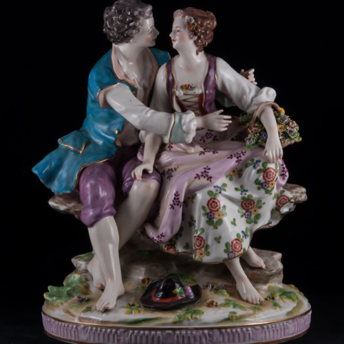 Большая романтическая пара с корзиной, Volkstedt, Германия, до 1935 г