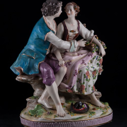 Большая романтическая пара с корзиной, Volkstedt, Германия, до 1935 г