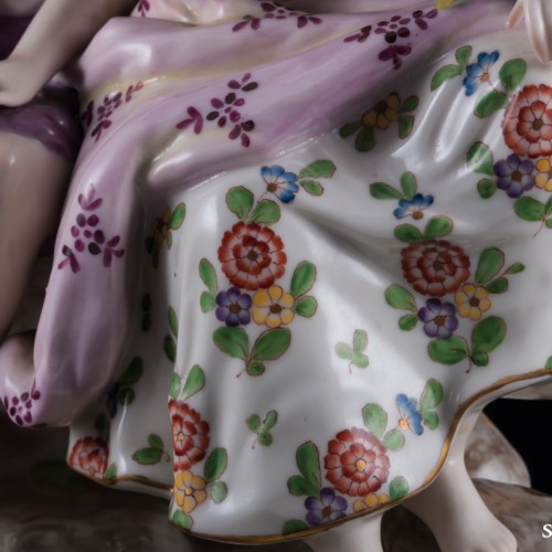 Большая романтическая пара с корзиной, Volkstedt, Германия, до 1935 г