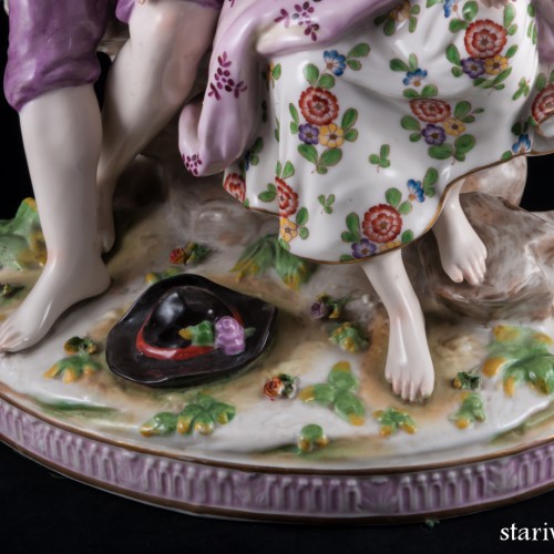 Большая романтическая пара с корзиной, Volkstedt, Германия, до 1935 г