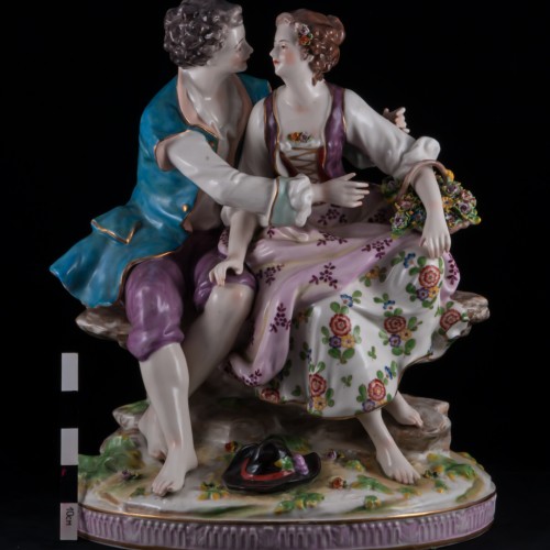 Большая романтическая пара с корзиной, Volkstedt, Германия, до 1935 г