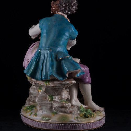 Большая романтическая пара с корзиной, Volkstedt, Германия, до 1935 г