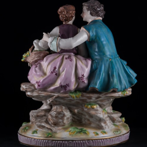 Большая романтическая пара с корзиной, Volkstedt, Германия, до 1935 г