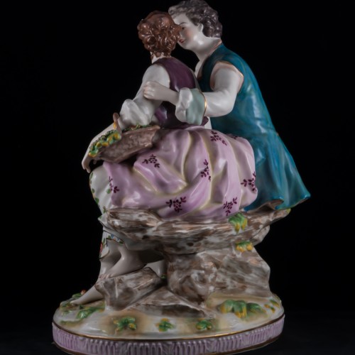 Большая романтическая пара с корзиной, Volkstedt, Германия, до 1935 г