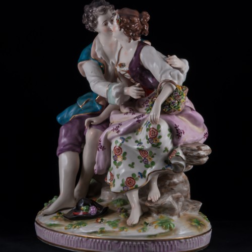 Большая романтическая пара с корзиной, Volkstedt, Германия, до 1935 г