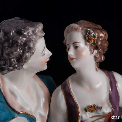 Большая романтическая пара с корзиной, Volkstedt, Германия, до 1935 г