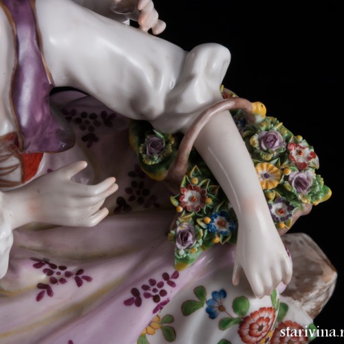 Большая романтическая пара с корзиной, Volkstedt, Германия, до 1935 г