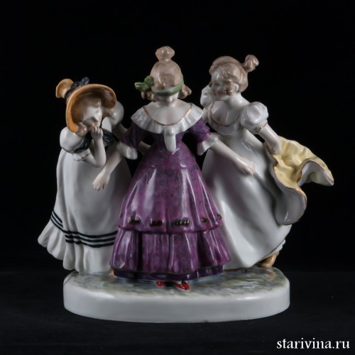 Девочки, играющие в жмурки, Karl Ens, Германия, 1930-40 гг