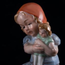 Девочка с куклой и кроликом, Wagner & Apel, Германия, до 1949 г