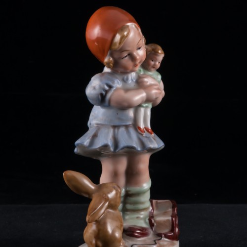 Девочка с куклой и кроликом, Wagner & Apel, Германия, до 1949 г