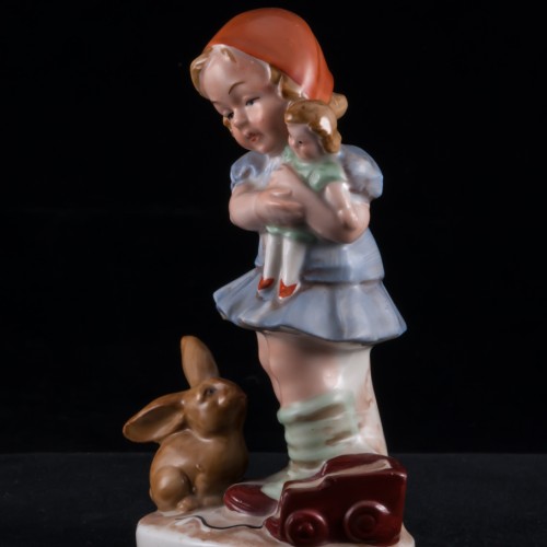 Девочка с куклой и кроликом, Wagner & Apel, Германия, до 1949 г