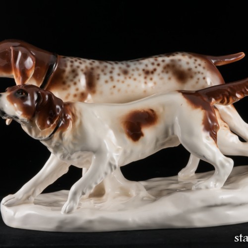 Две охотничьих собаки, Schafer & Vater, Германия, 1890-1927 гг